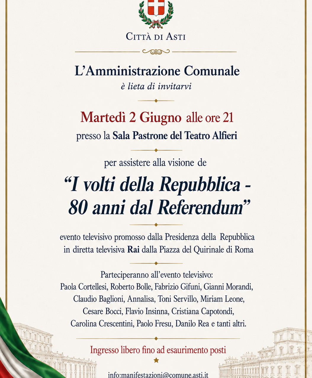 I volti della Repubblica - 80 anni dal Referendum - Asti