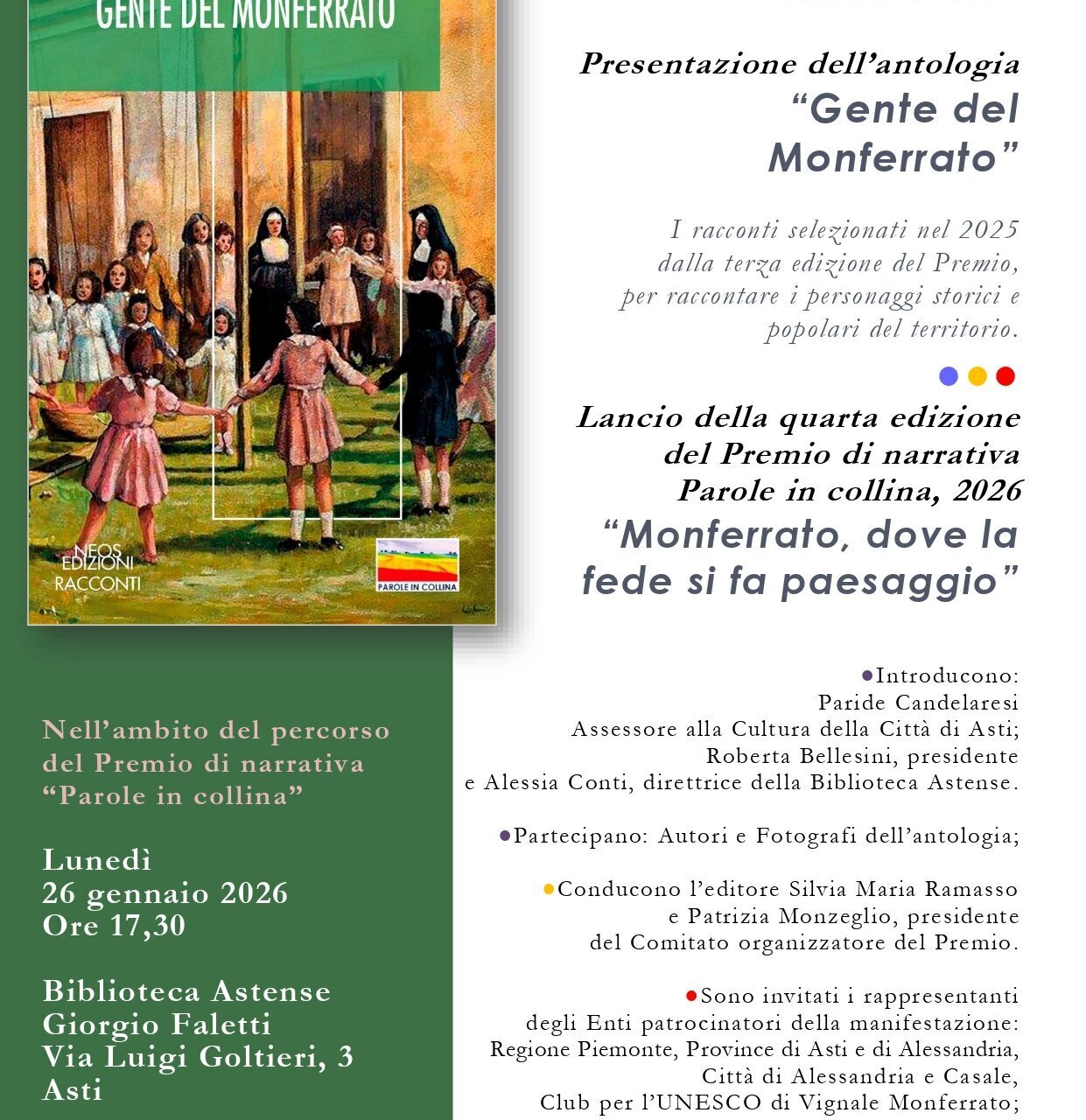 Presentazione della Quarta Edizione del Premio di Narrativa "Parole in Collina" - Asti (AT)
