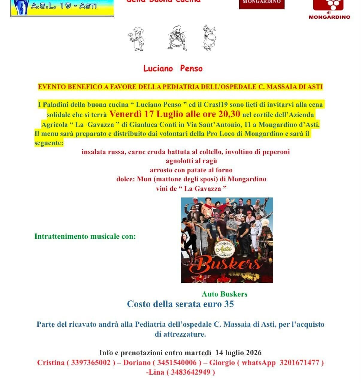 Cena Solidale - Mongardino 