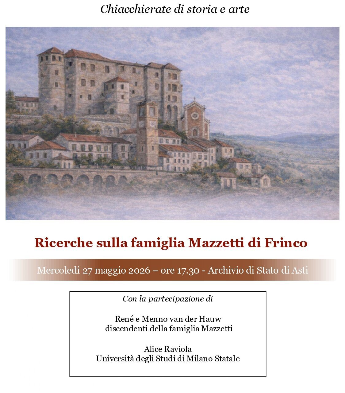 Conversazioni in Archivio - Chiacchierate di storia e di arte - Asti