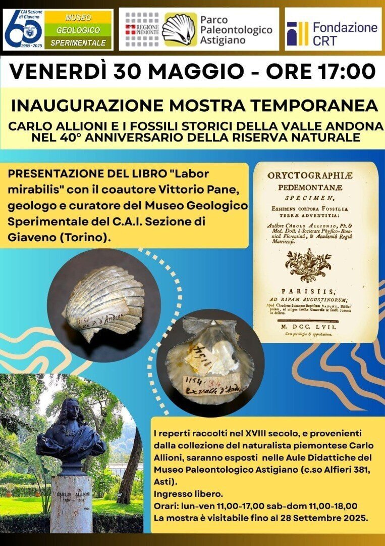 Mostra "Carlo Allioni e i Fossili storici della Valle Andona nel 40° anniversario della Riserva Naturale" - Asti