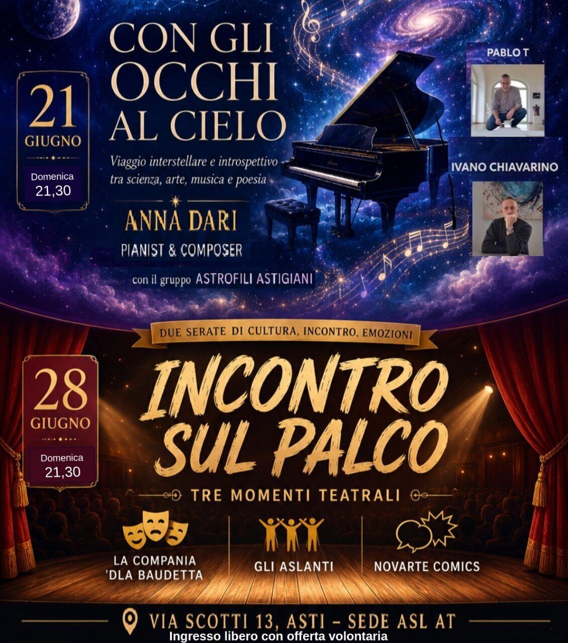 "Con gli occhi al cielo" e "Incontro sul Palco" - Asti