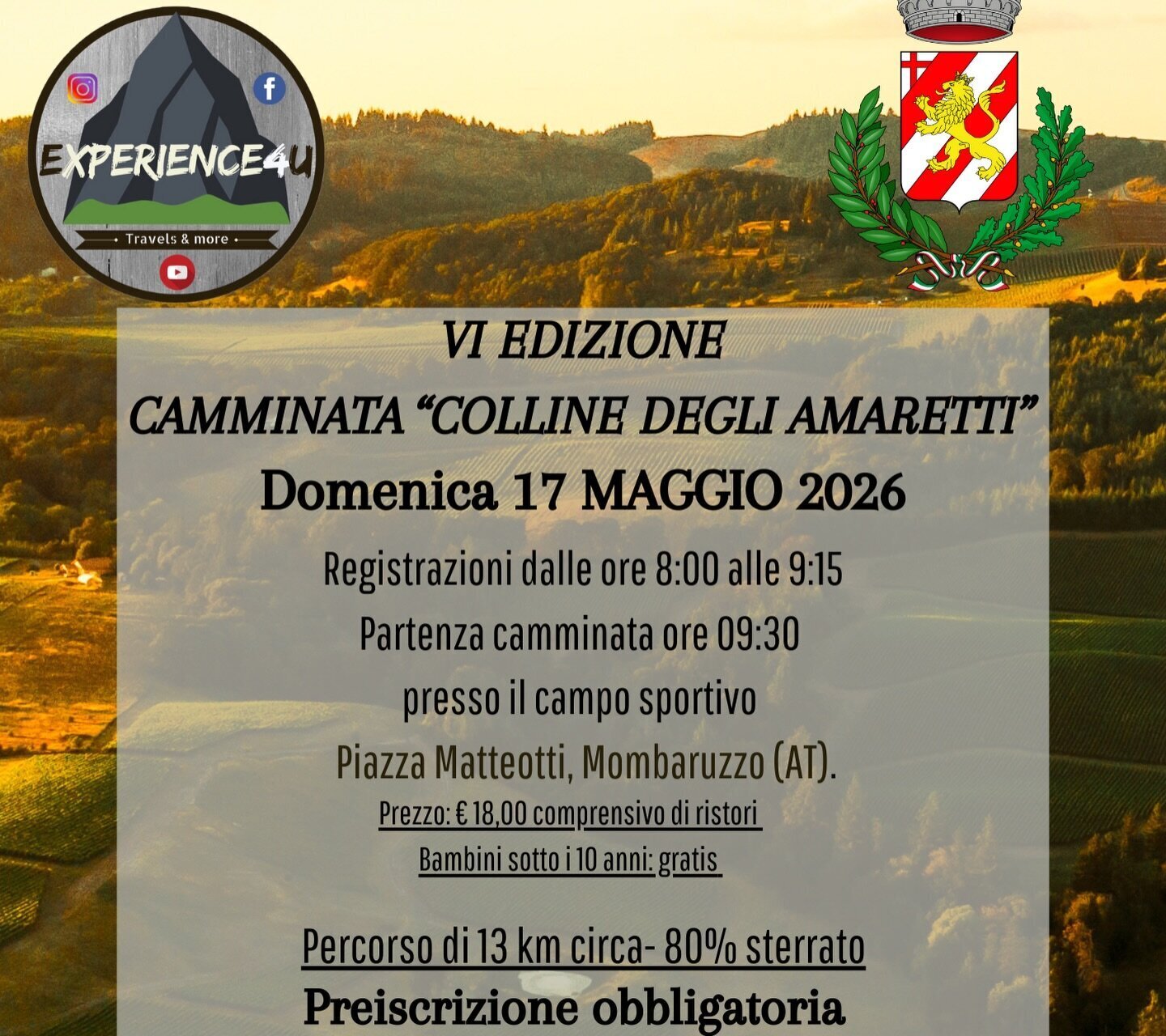 Camminata "Colline degli Amaretti"  2026 - Mombaruzzo (AT)