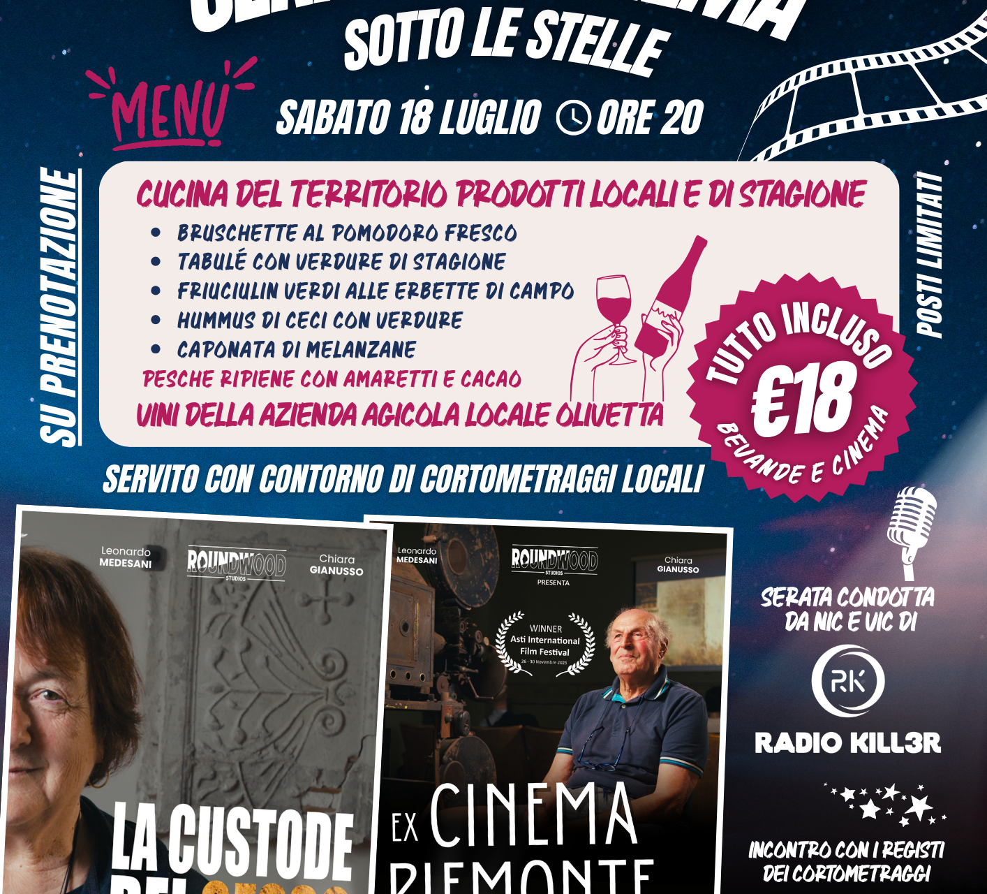 CASTELLETTO MERLI:  ARRIVA LA CENA CON CONTORNO DI CINEMA