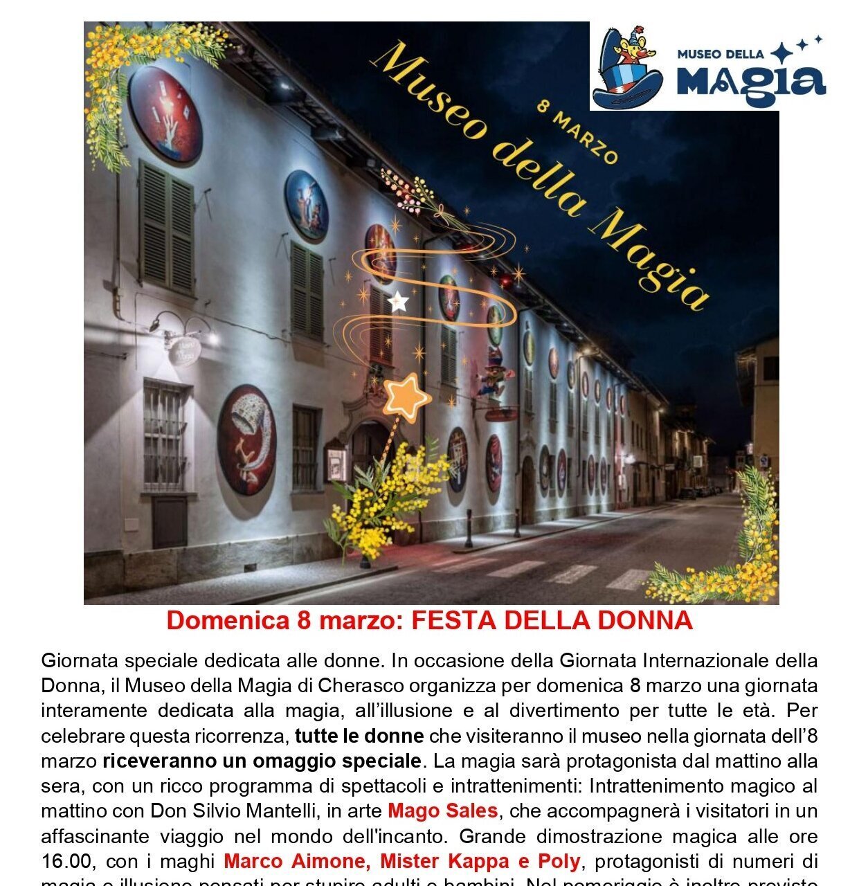 Festa della donna al Museo della Magia - Cherasco (CN)