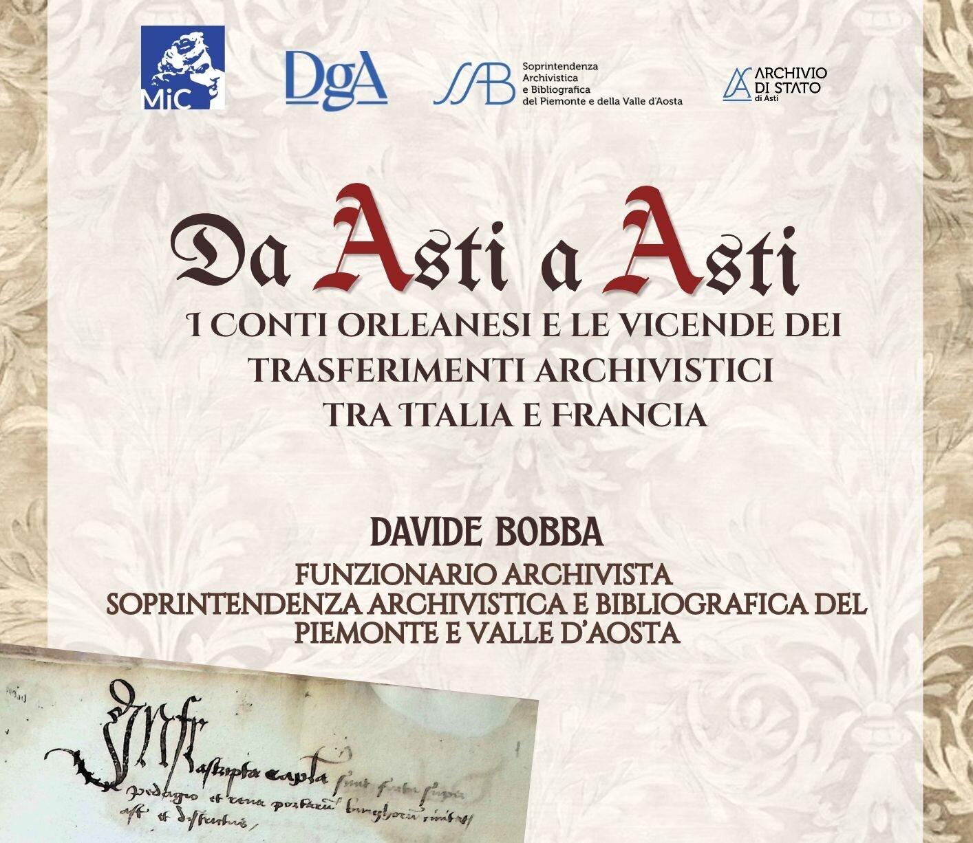 Conferenza "Da Asti a Asti"  - Archivio di Stato - Asti