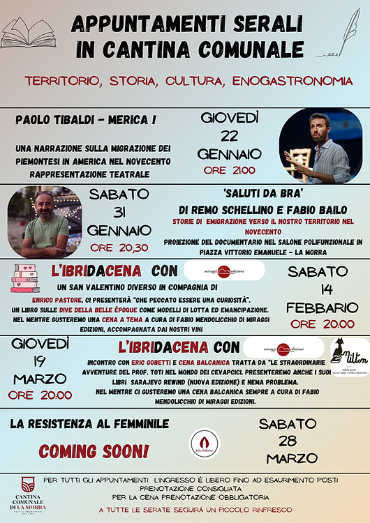 Appuntamenti serali in Cantina Comunale - " Merica ! " - La Morra (CN)