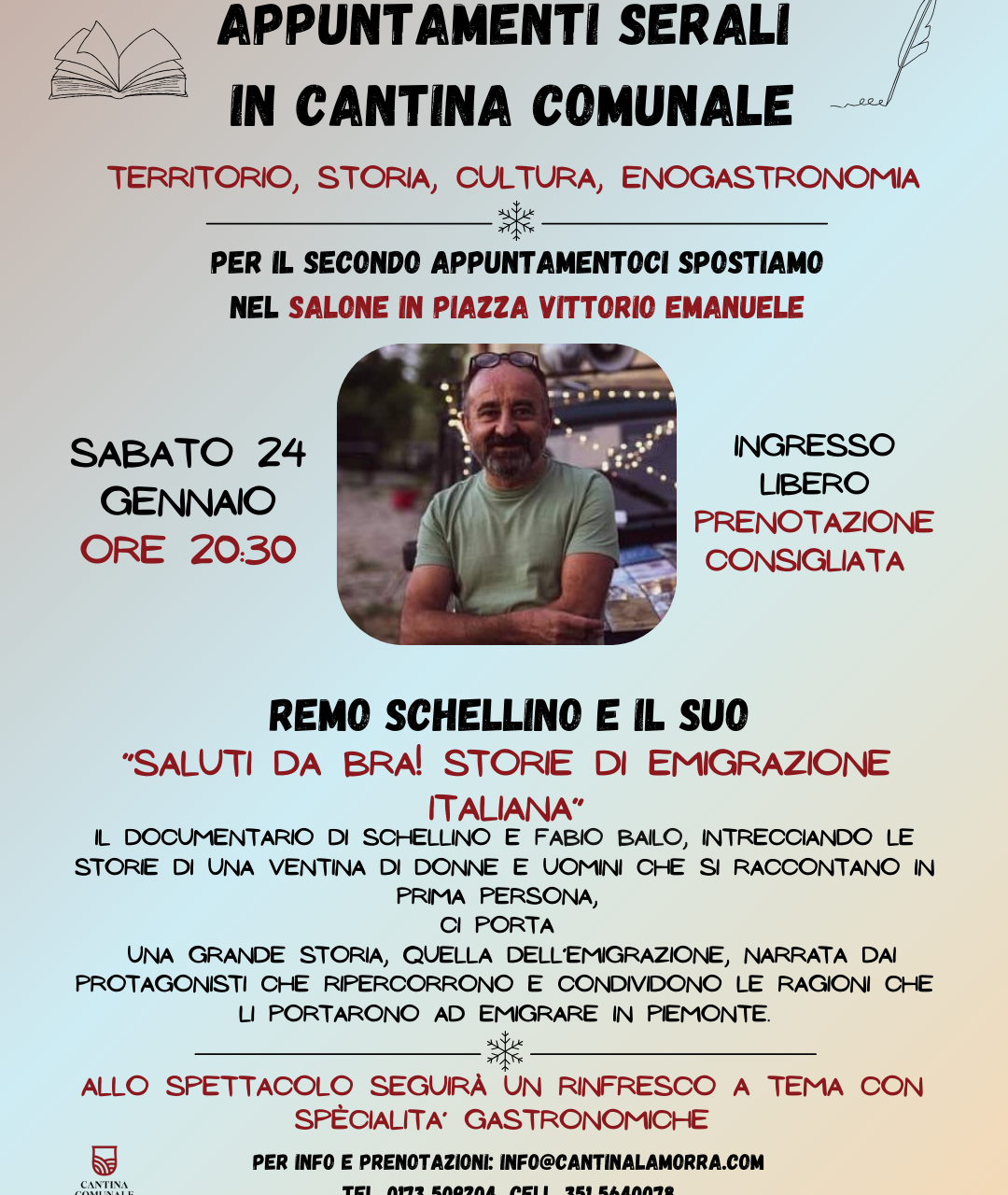 Appuntamenti serali in cantina comunale - "Saluti da Bra! Storie di emigrazione italiana" - La Morra (CN)