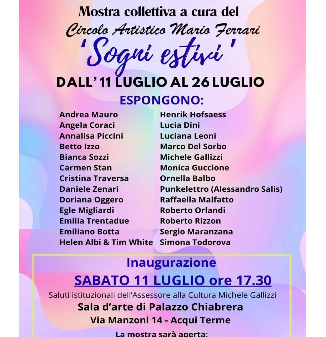 Mostra collettiva “Sogni Estivi” del Circolo Artistico Mario Ferrari