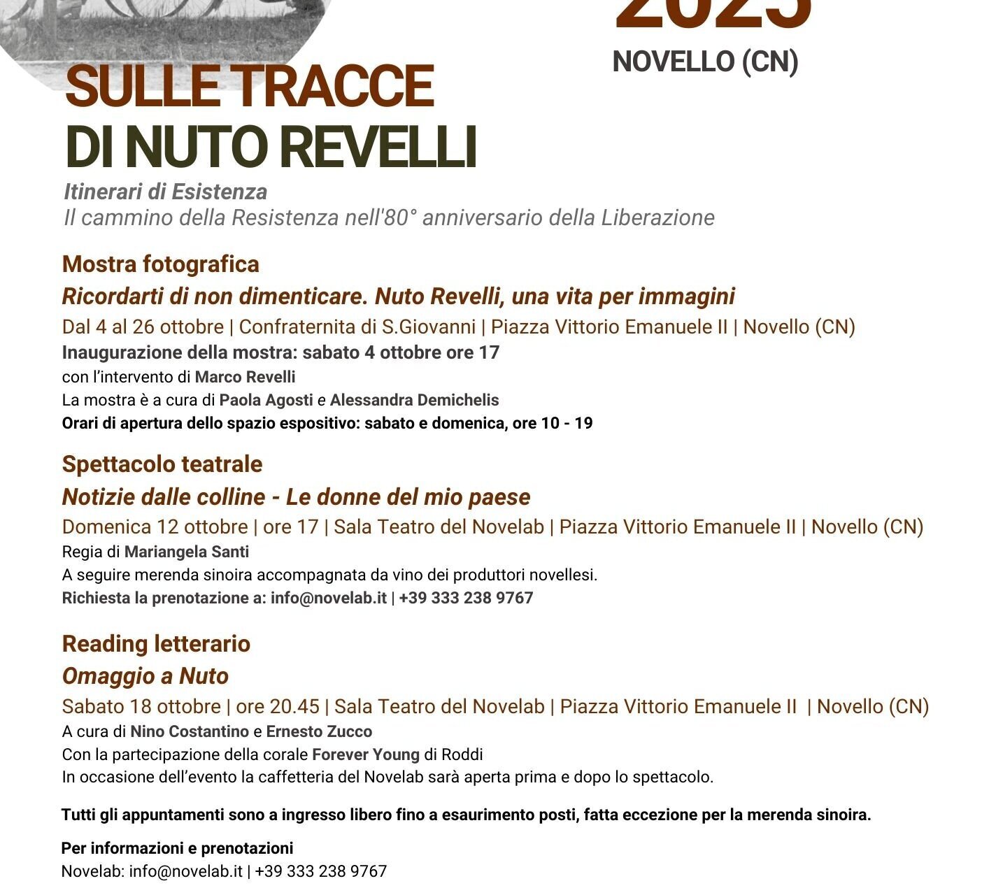 Mostra "Sulle tracce di Nuto Revelli" - Novello (CN)