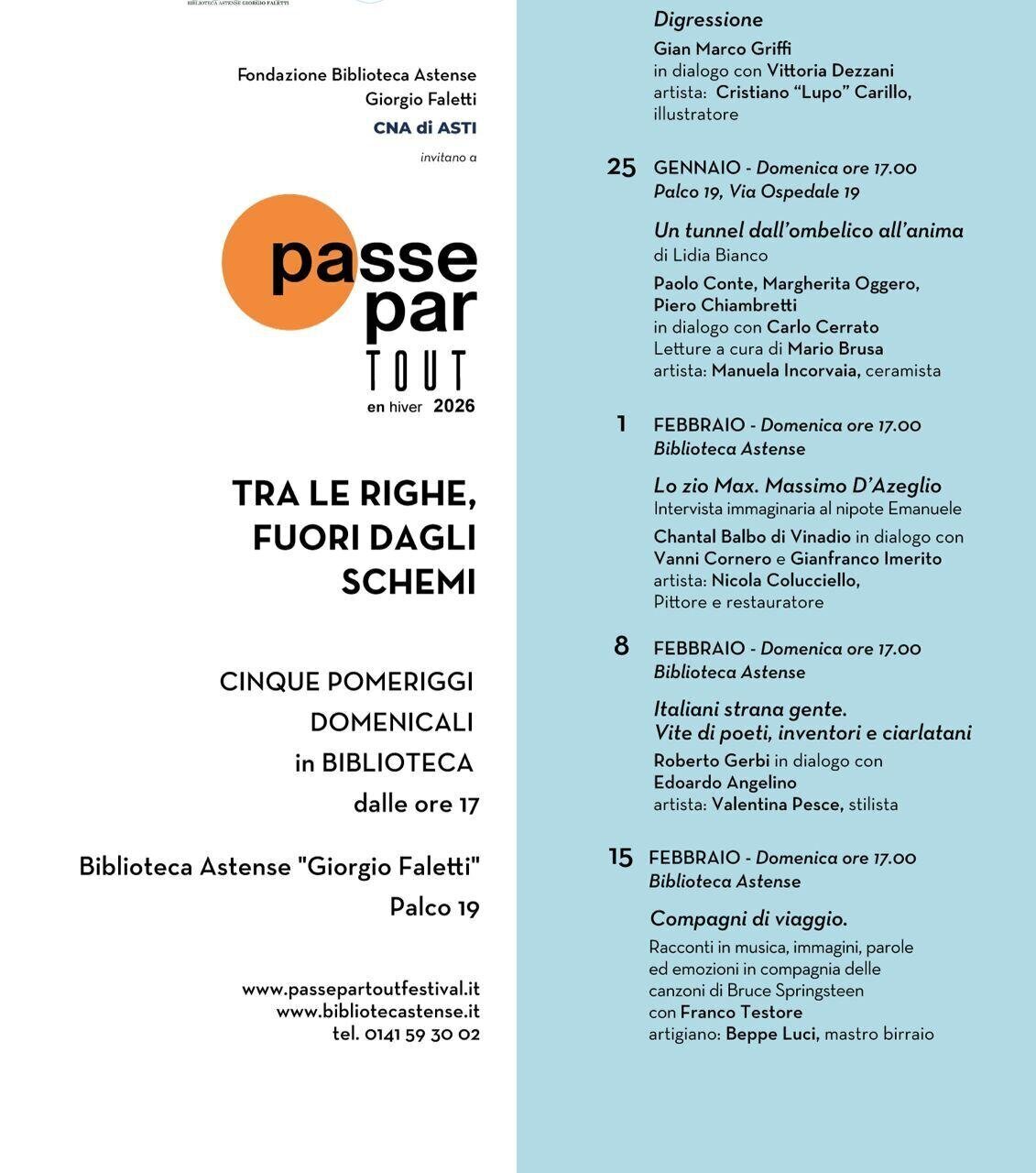 Passepartout en hiver 2026 - "Tra le Righe, Fuori dagli Schemi"- Asti (AT)
