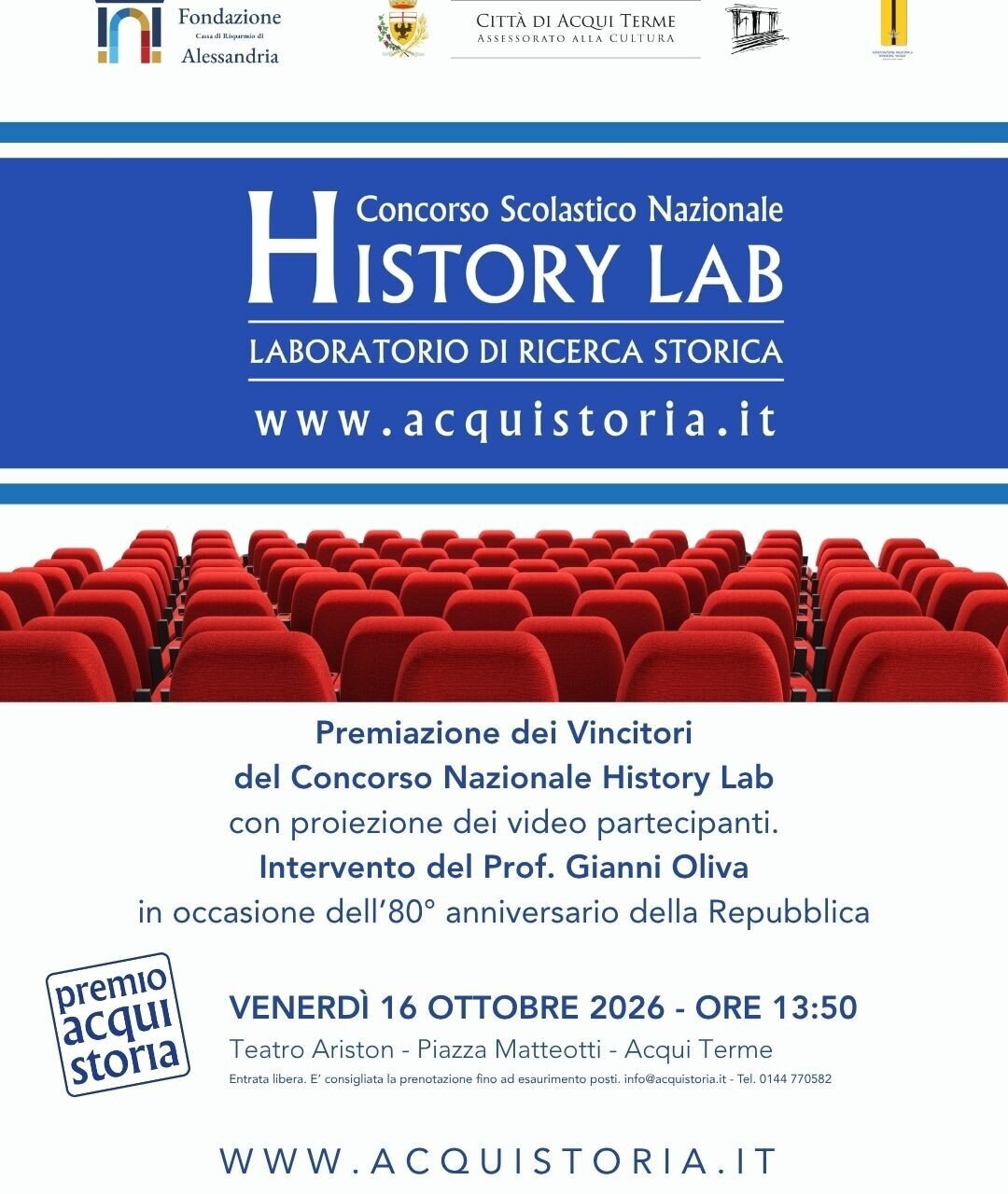 Premiazione dei Vincitori del Concorso Nazionale History Lab