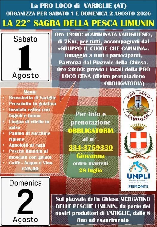 Variglie in Festa e Sagra della Pesca "limunin" - Asti fraz. Variglie