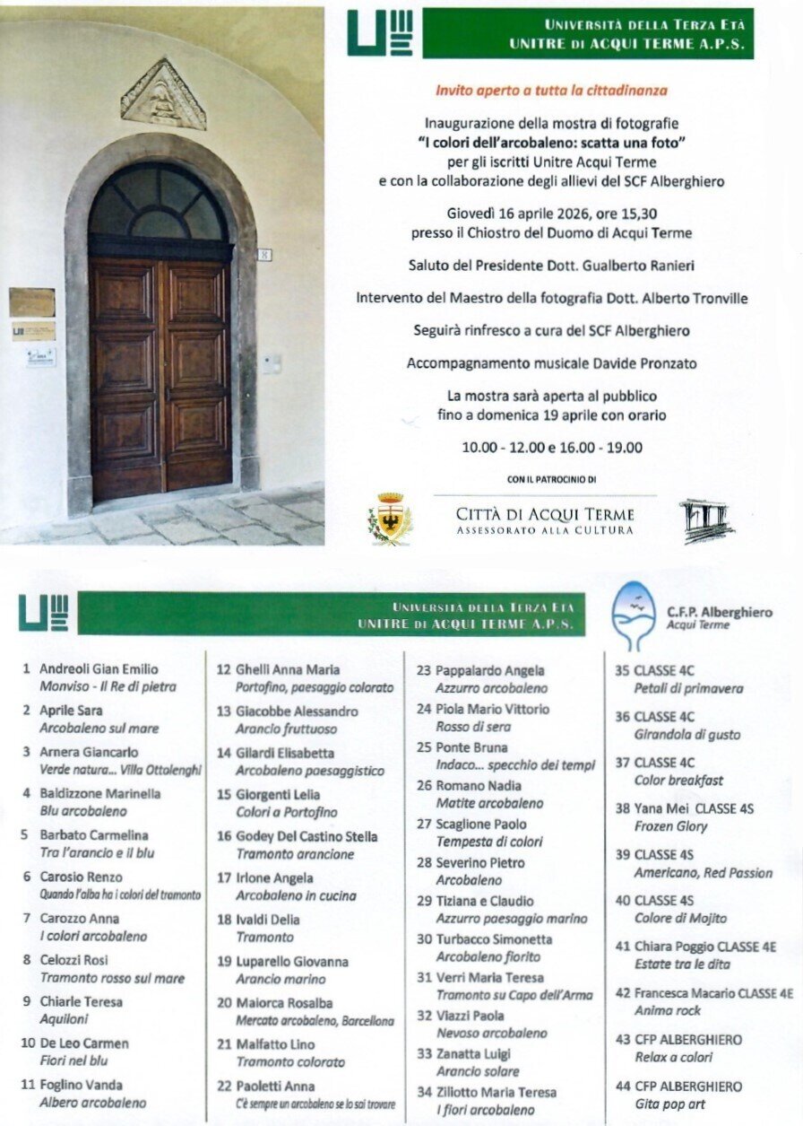 Unitre Mostra Fotografica I Colori Dell Arcobaleno Scatta Una Foto 0b9f1488fdc65d6d12d5b58422b0f9ac